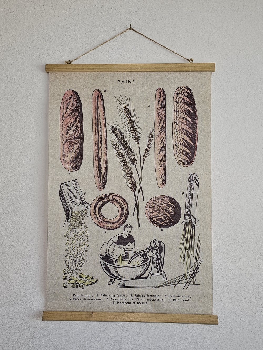 NWOT Vintage Bakery Illustration Wall Hanging - Pink & Cream